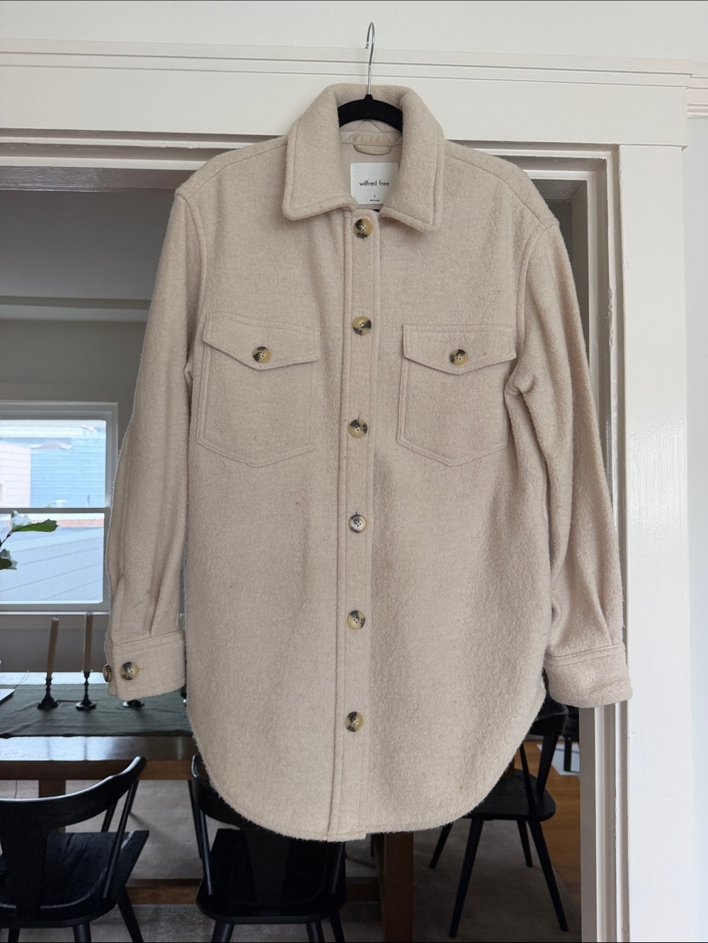 Aritzia Cream Utility Shacket with Button Front